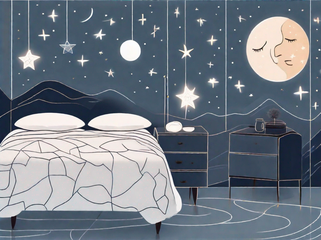 A tranquil night scene with a bed