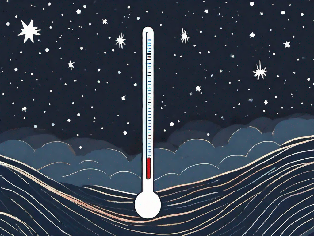 A fever thermometer rising against a backdrop of a dark