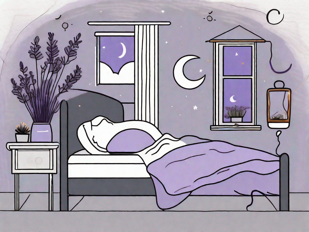 A bed with a moon hanging above it