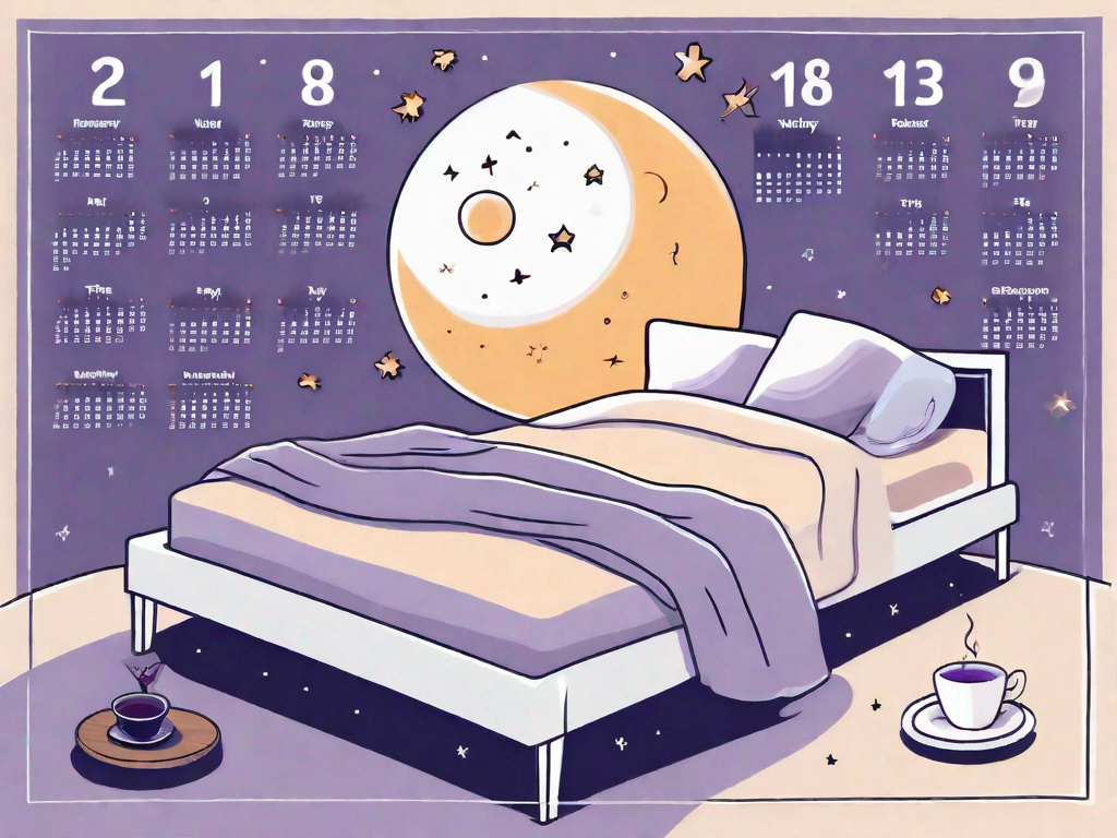 A bed with a moon and stars in the background