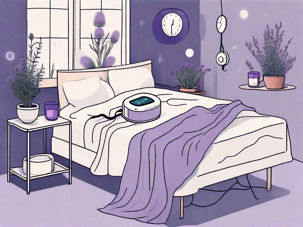 A bed with a sleepless moon hanging above it