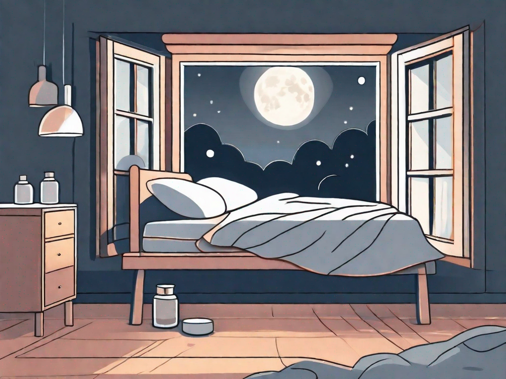 A tranquil night scene with a bed