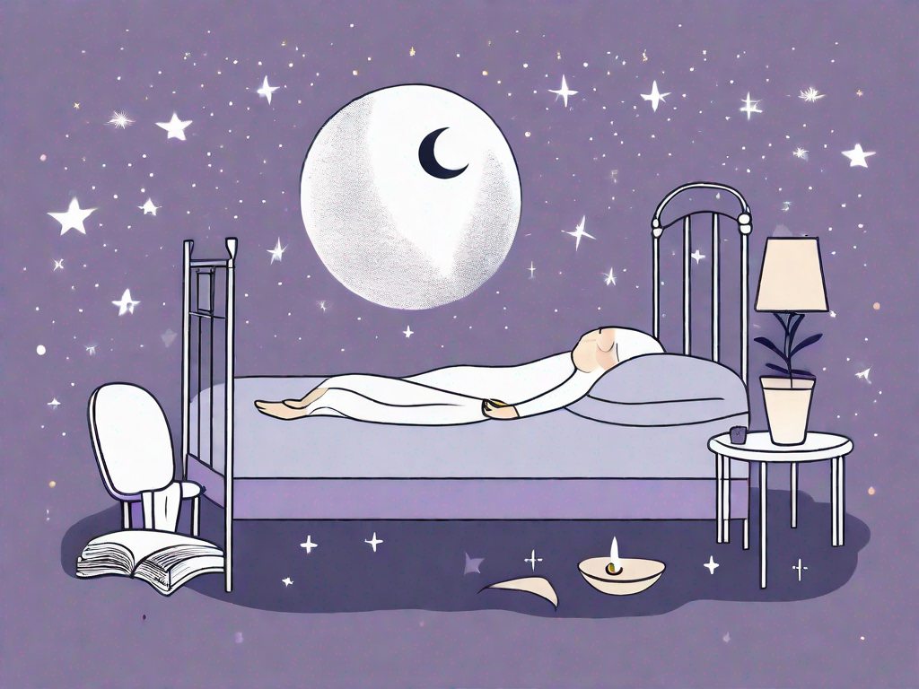 A bed with a moon and stars in the background