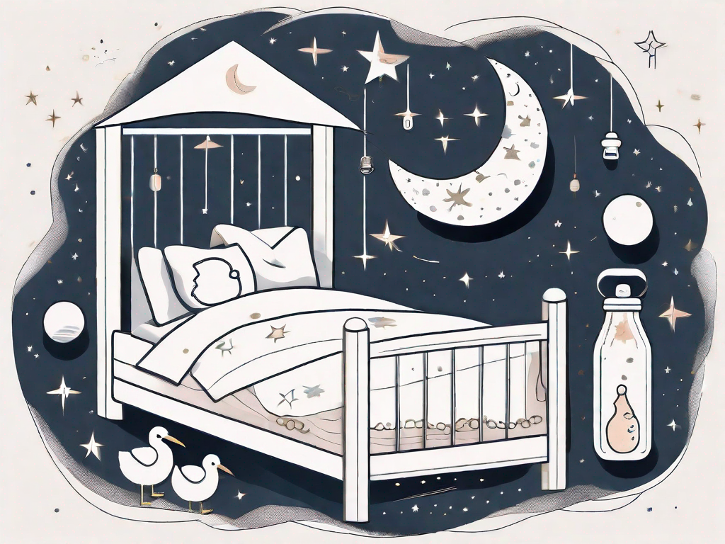 A bed with a moon and stars overhead