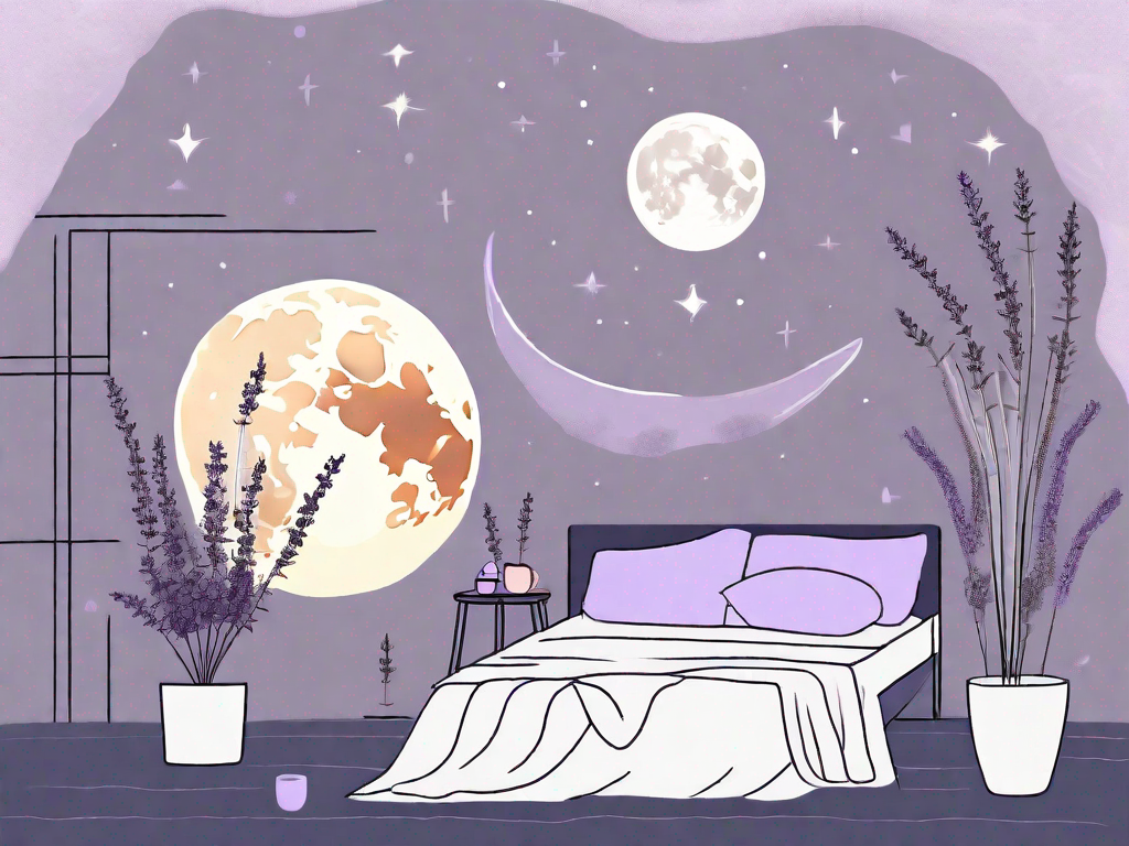 A bed with a moon symbolizing night