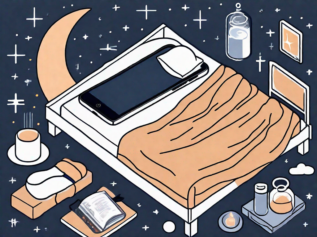 A smartphone with a moon symbol on the screen