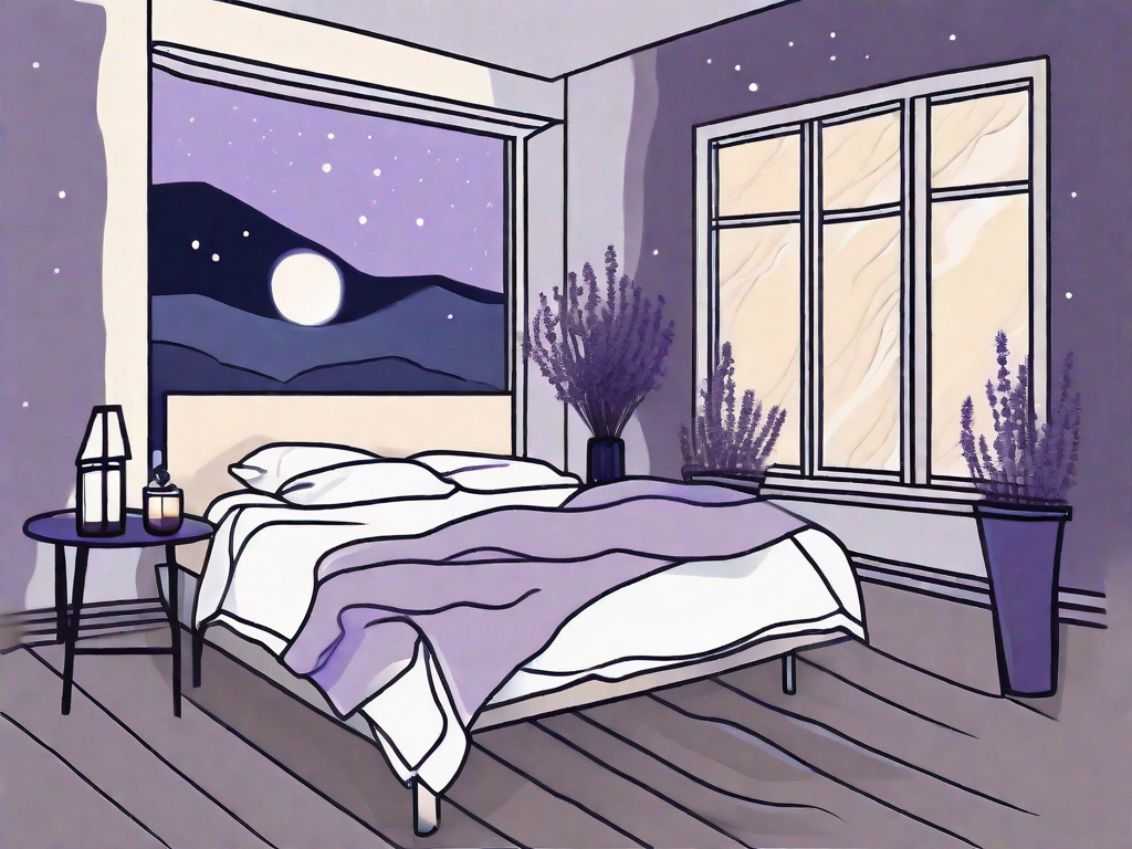 A moonlit bedroom scene with an open window