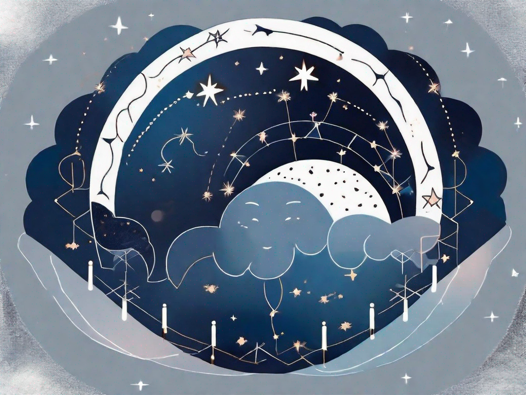 A night sky with a moon and stars