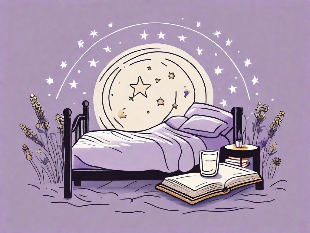 A restless bed with a moon and stars in the background