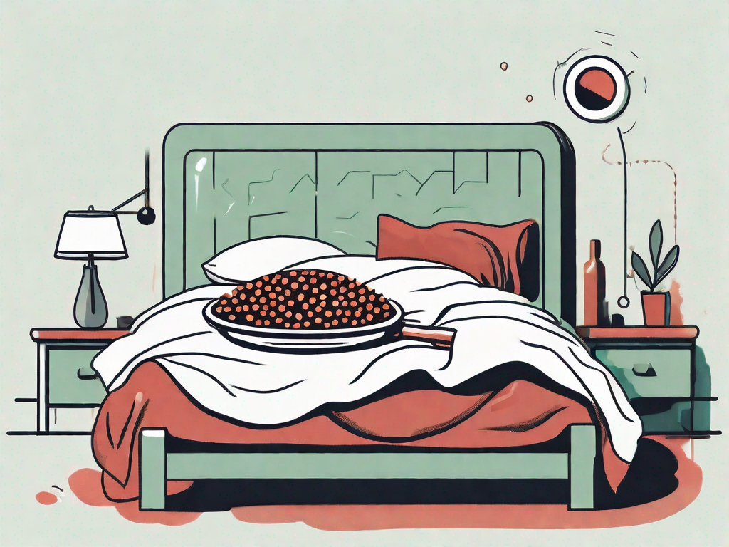 A bed with a magnifying glass hovering over it