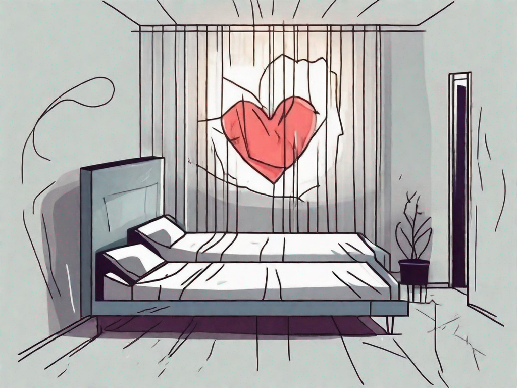 Two separate beds in a dimly lit room