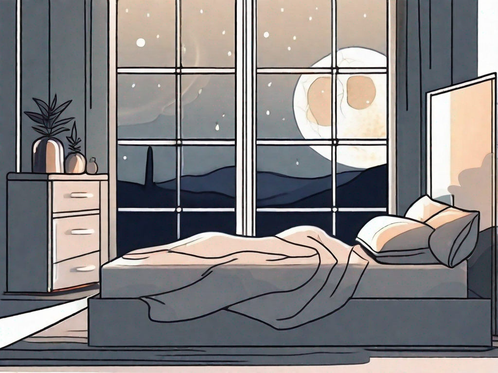 A bottle of hemp oil resting on a nightstand