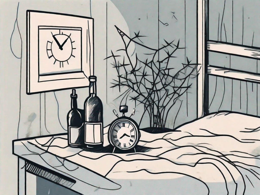 A bed tangled in thorny vines