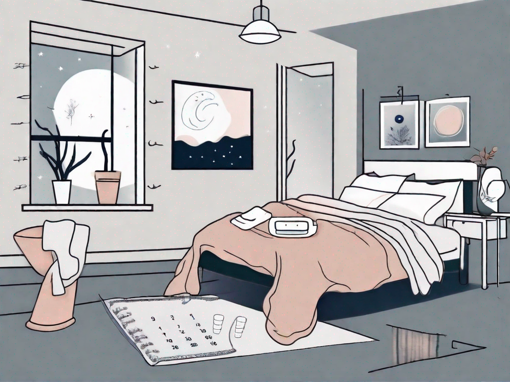 A moonlit bedroom with a bed