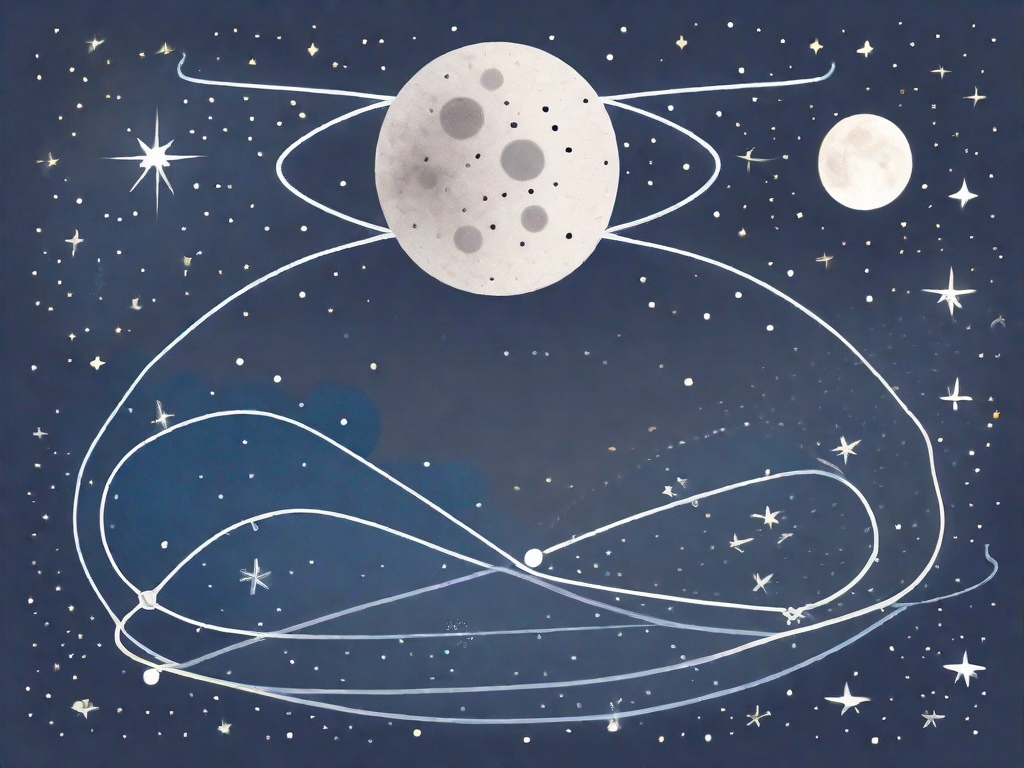 A cortisone molecule and a night sky with stars and a moon