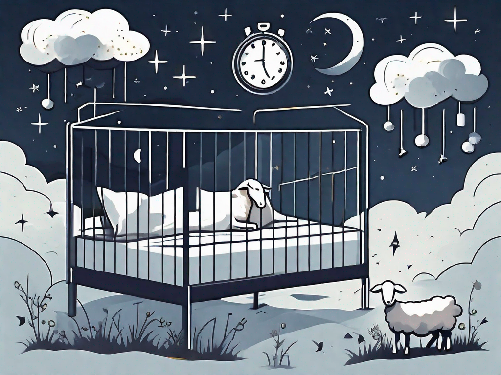 A night sky with a bed floating in the middle