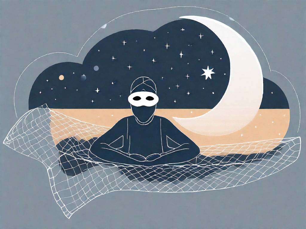 A night sky with a moon partially covered by a sleep mask