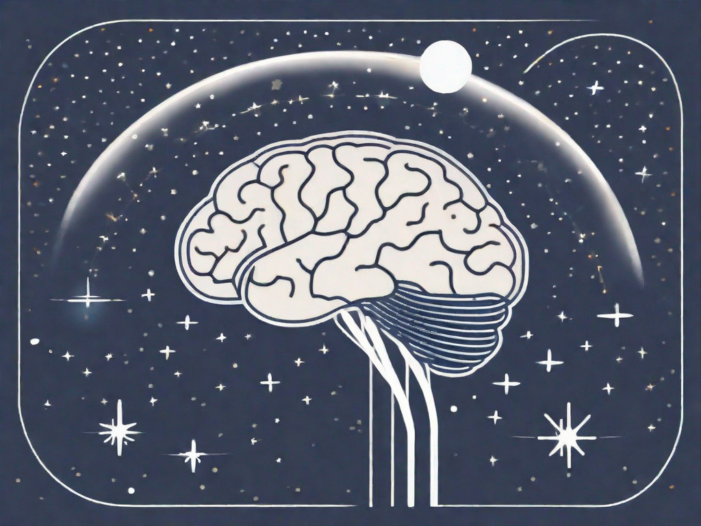 A brain with highlighted areas representing dopamine production