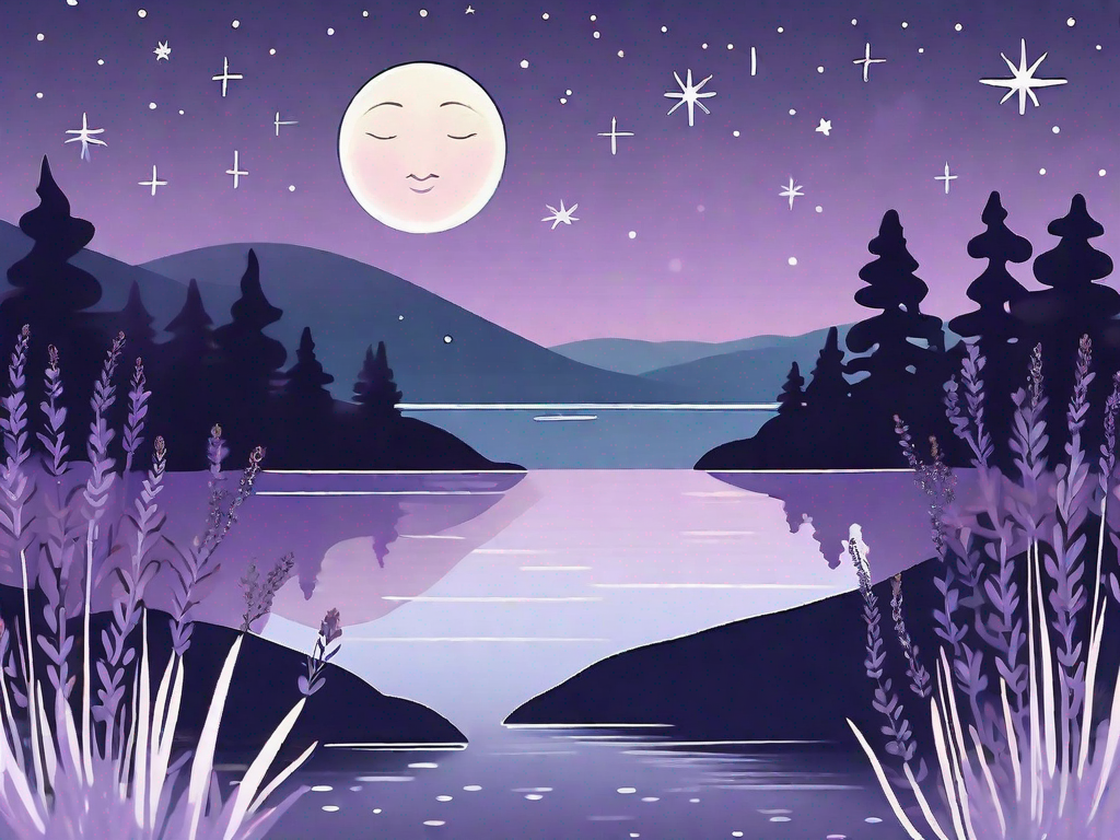 A serene night scene with a moon