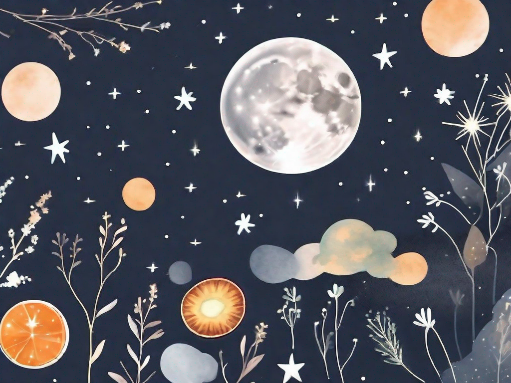 A night sky with a large