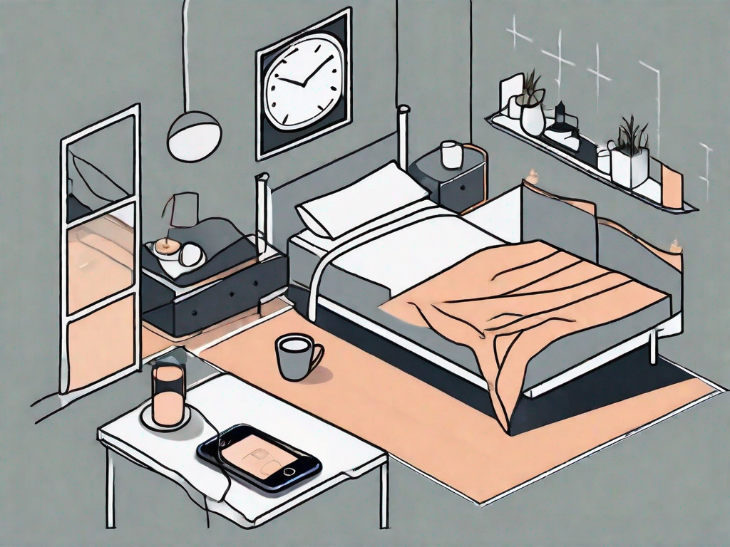 A bedroom at night with a lit digital clock showing late hours