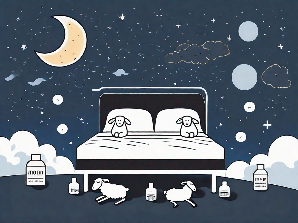 A night sky with a bed floating