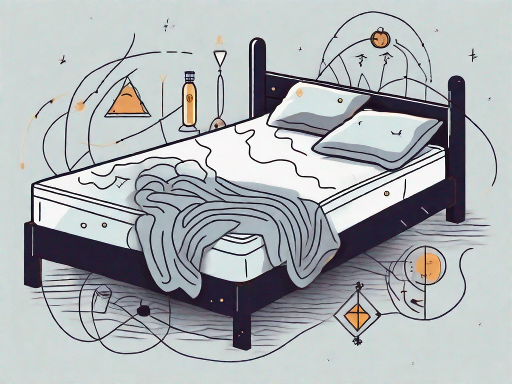 A bed with a twisted and uncomfortable looking mattress