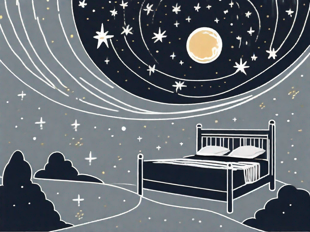 A bed surrounded by a dark