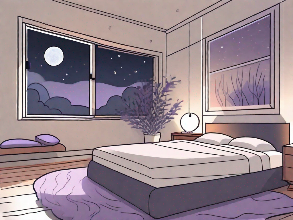 A peaceful bedroom setting at night