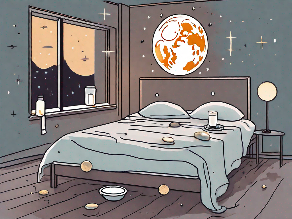 A night scene with a bed in disarray