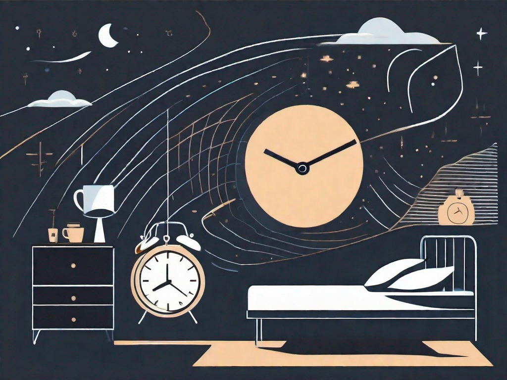 A dark night sky with a bed under a spotlight