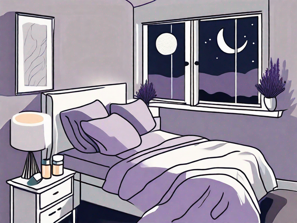 A tranquil night scene with a comfortable bed