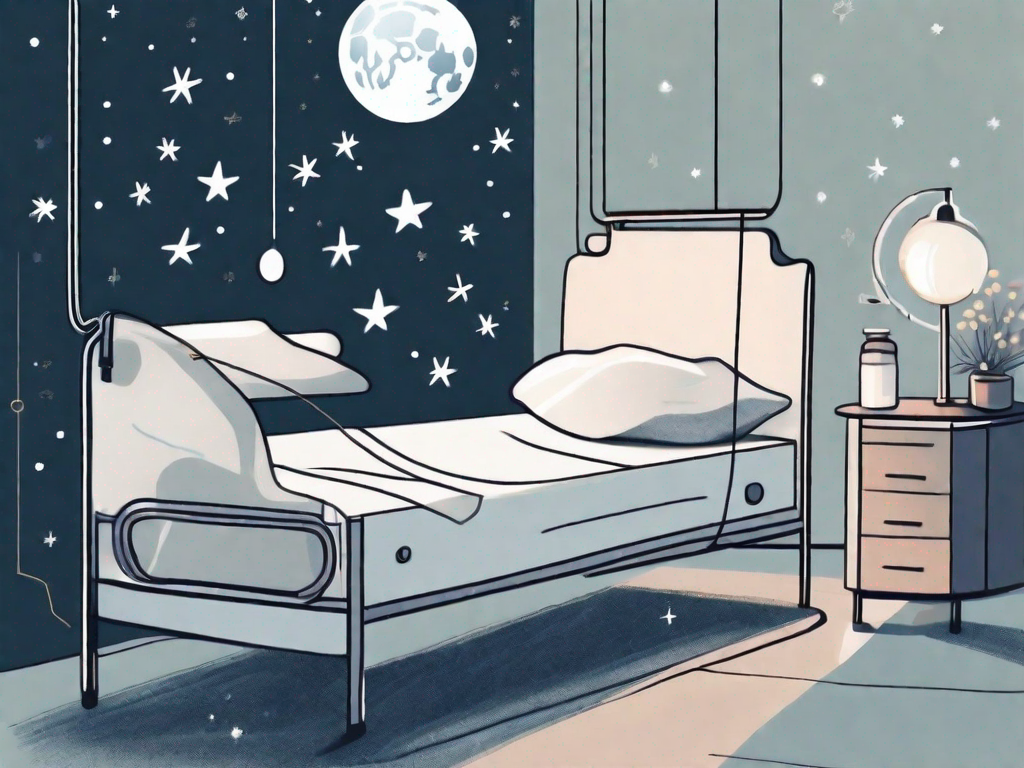 A tranquil night scene with a bed