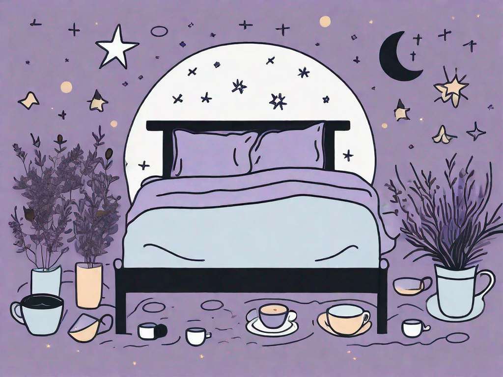 A restless bed with a moon and stars in the background