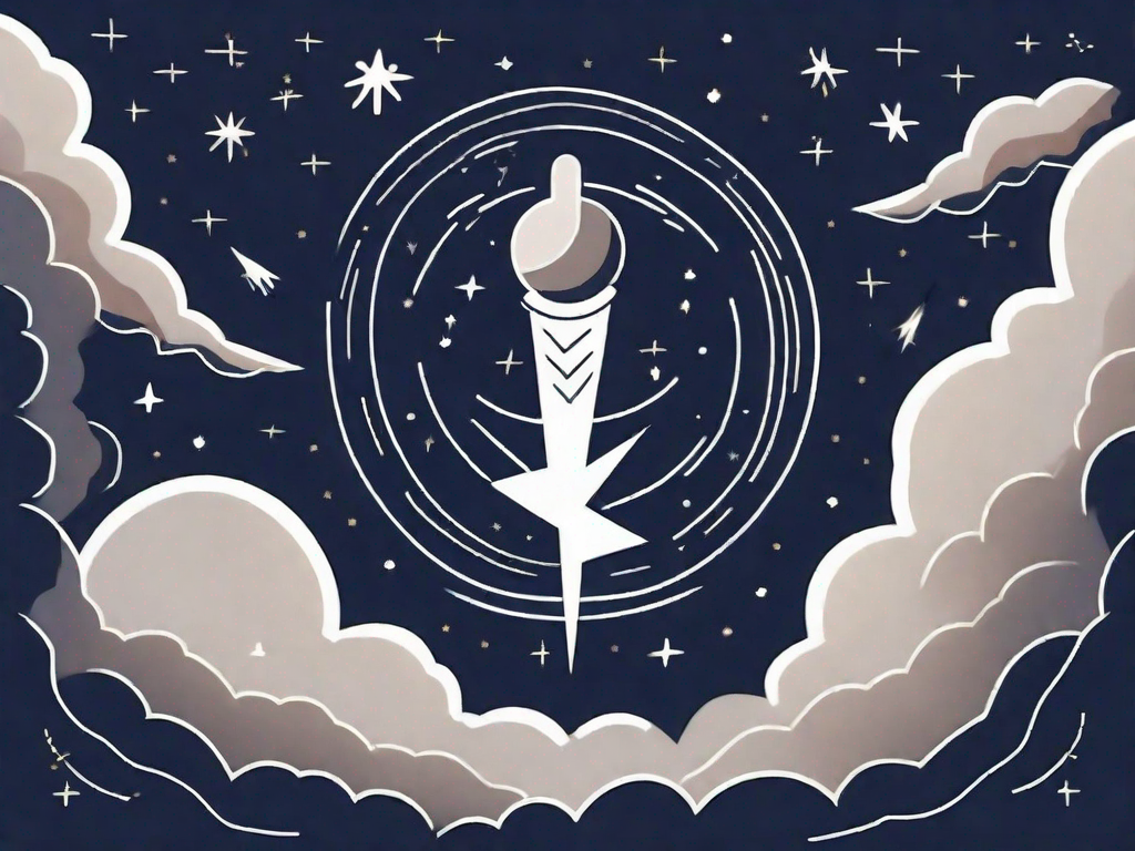 An overactive thyroid gland shown with lightning bolts around it to represent unrest