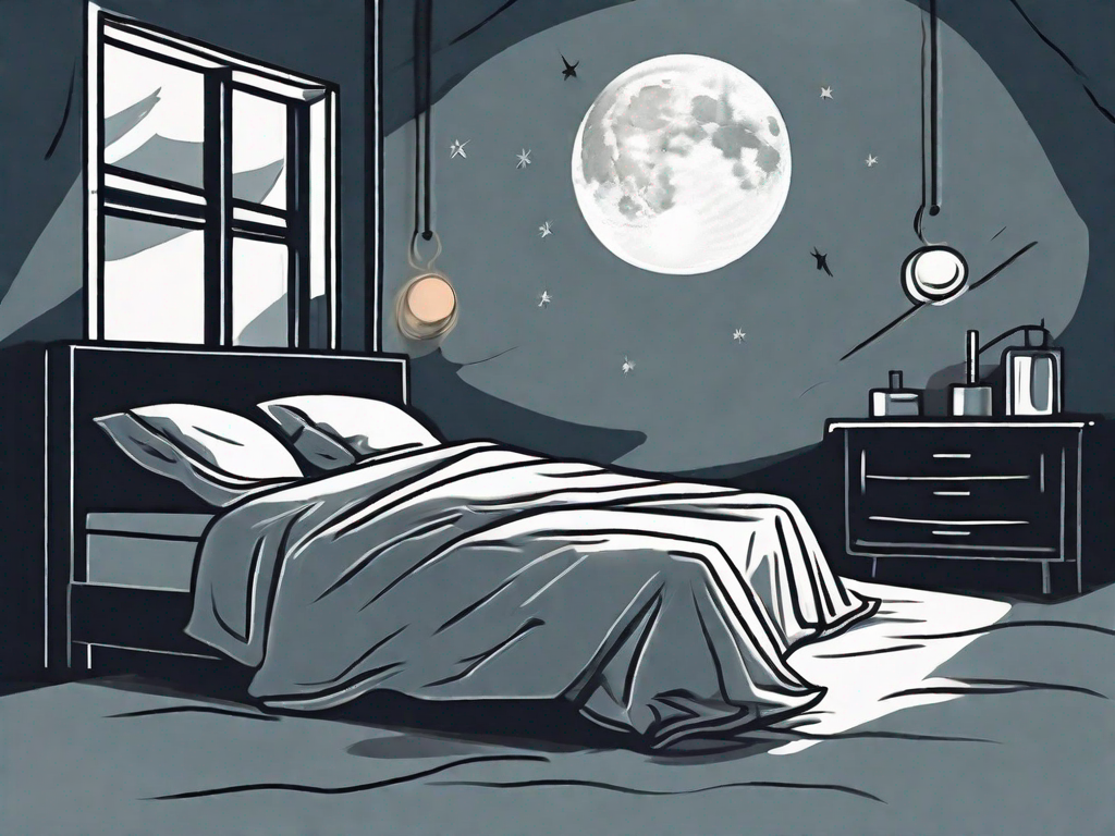 A dark bedroom with a glaring alarm clock showing midnight