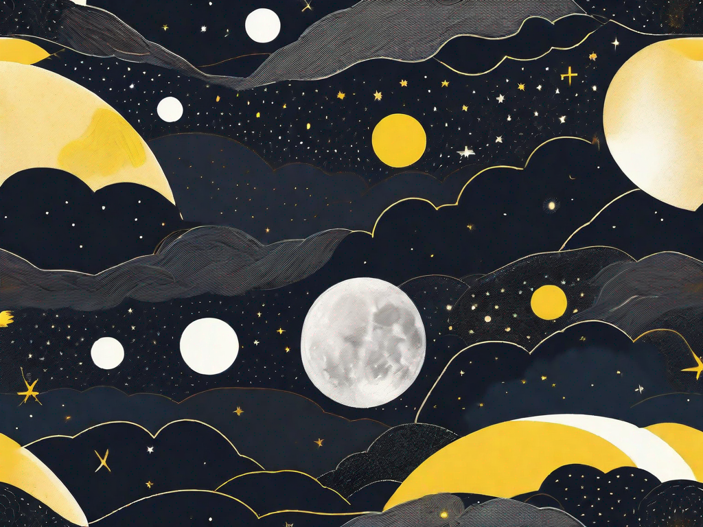 A night sky with a large