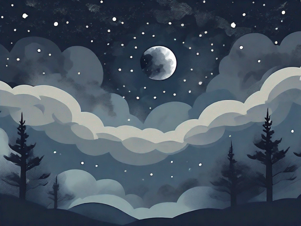 A night sky with scattered stars slowly being covered by dark