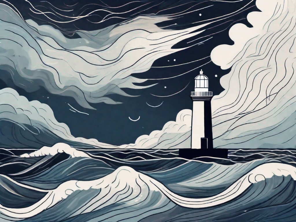 A turbulent sea under a starless night sky