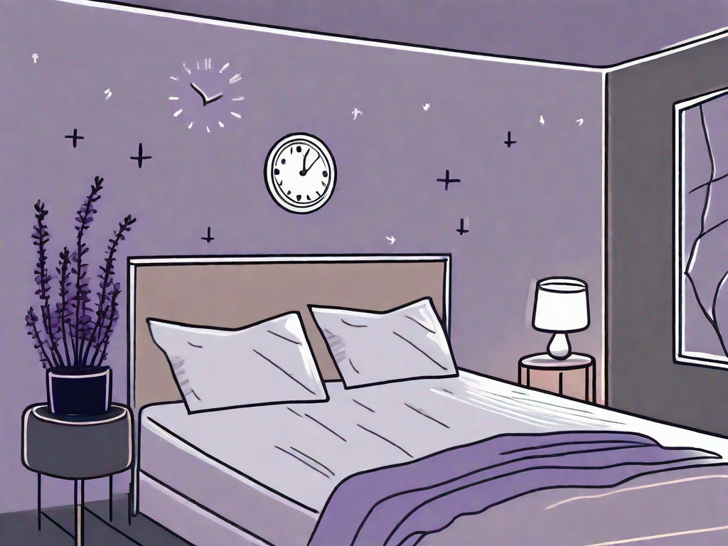 A dimly lit bedroom with a clock showing late night hours