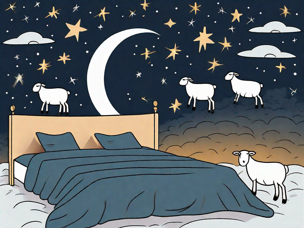 A bed surrounded by a dark