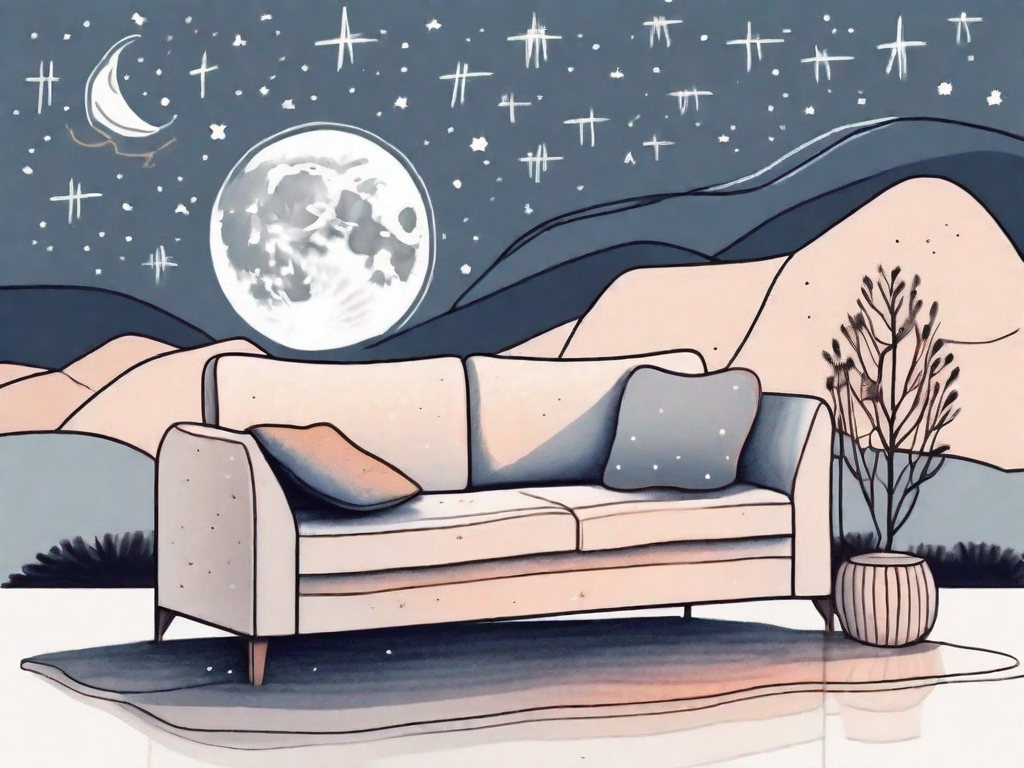 A moon and stars over a peaceful night landscape