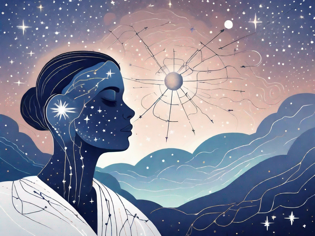 A thyroid gland intertwined with a night sky filled with stars