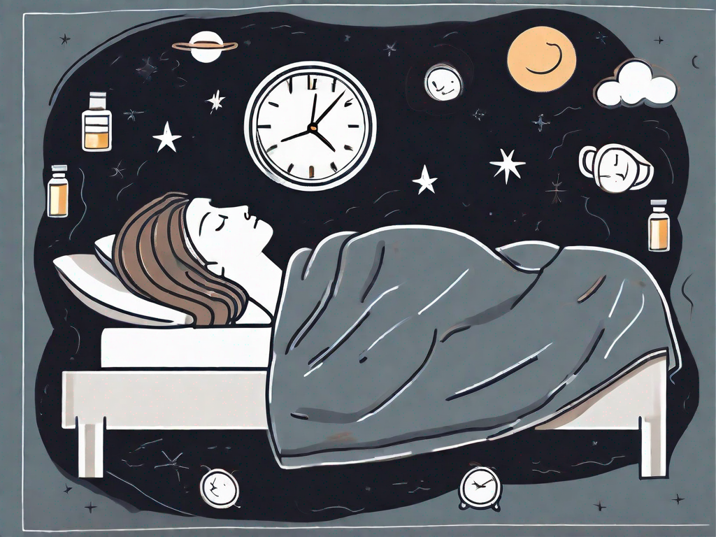 A restless bed with a clock showing midnight