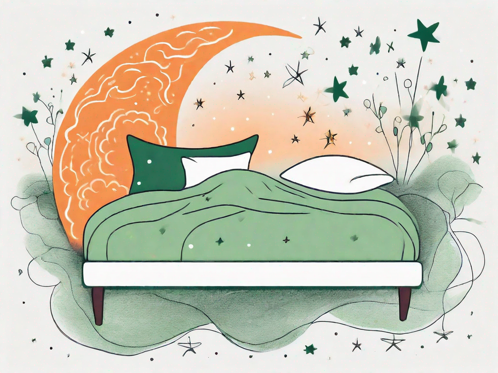A bed with a moon and stars in the background