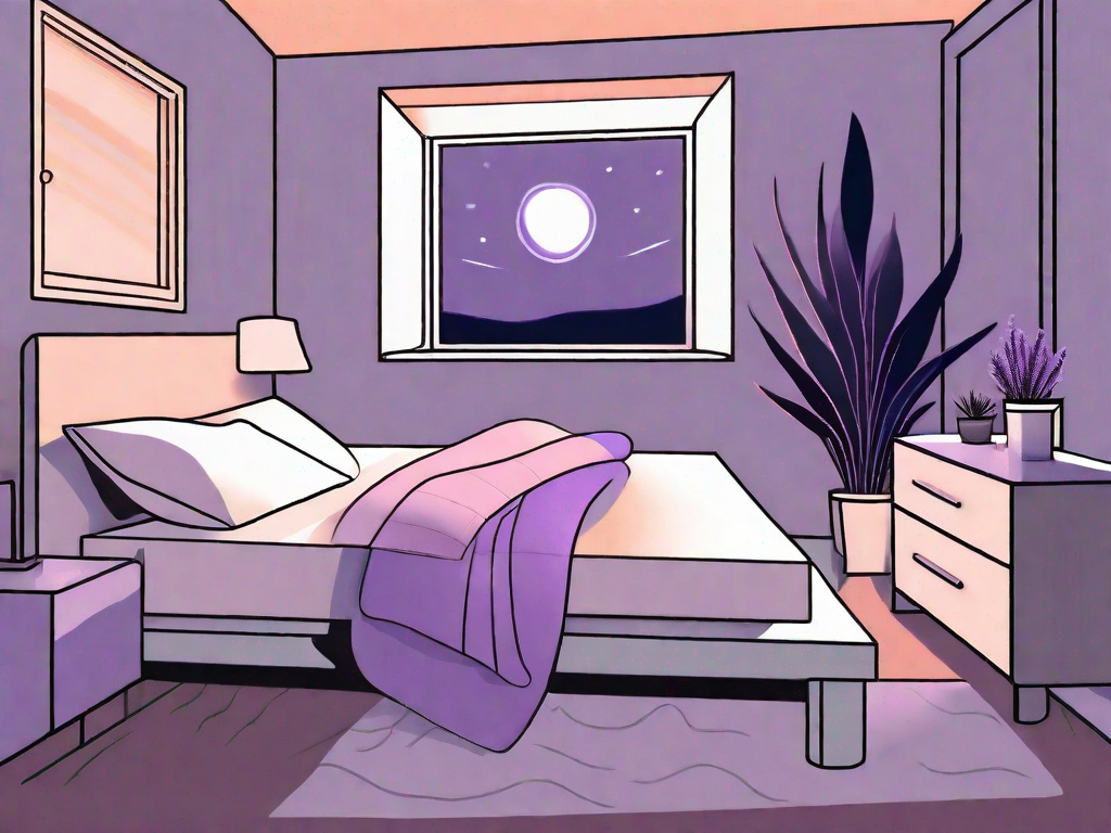 A bedroom with an open window letting in a soft moonlight