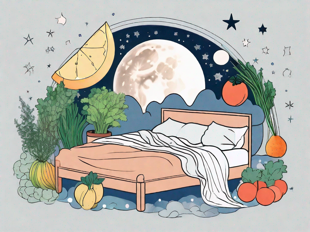 A bed surrounded by various detoxifying elements like water