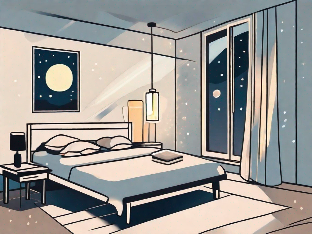 A peaceful bedroom scene at night