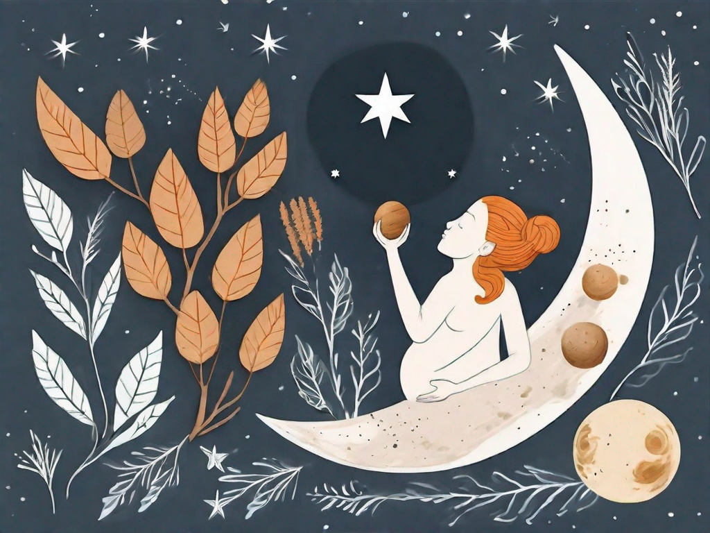 A ginger root next to a moon and stars
