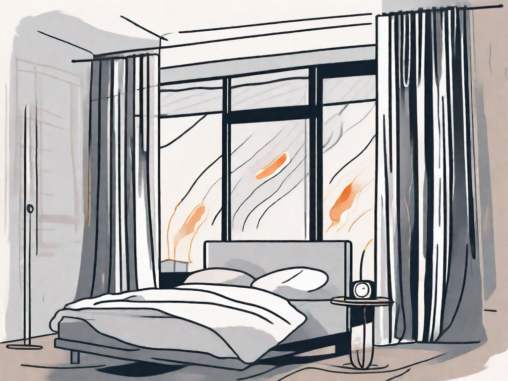 A bedroom scene at night with a window open